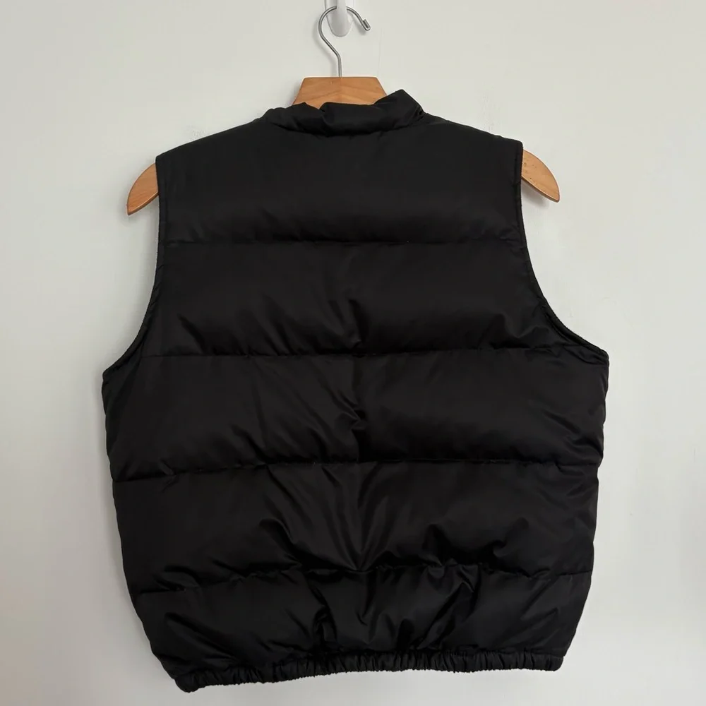 VTG Old Navy Womens Teen Puffer Vest Size Large Black Pink Down Feathers Comfy